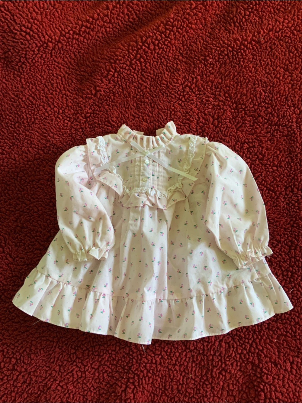 Vintage Infant Pink Floral Ruffle Dress